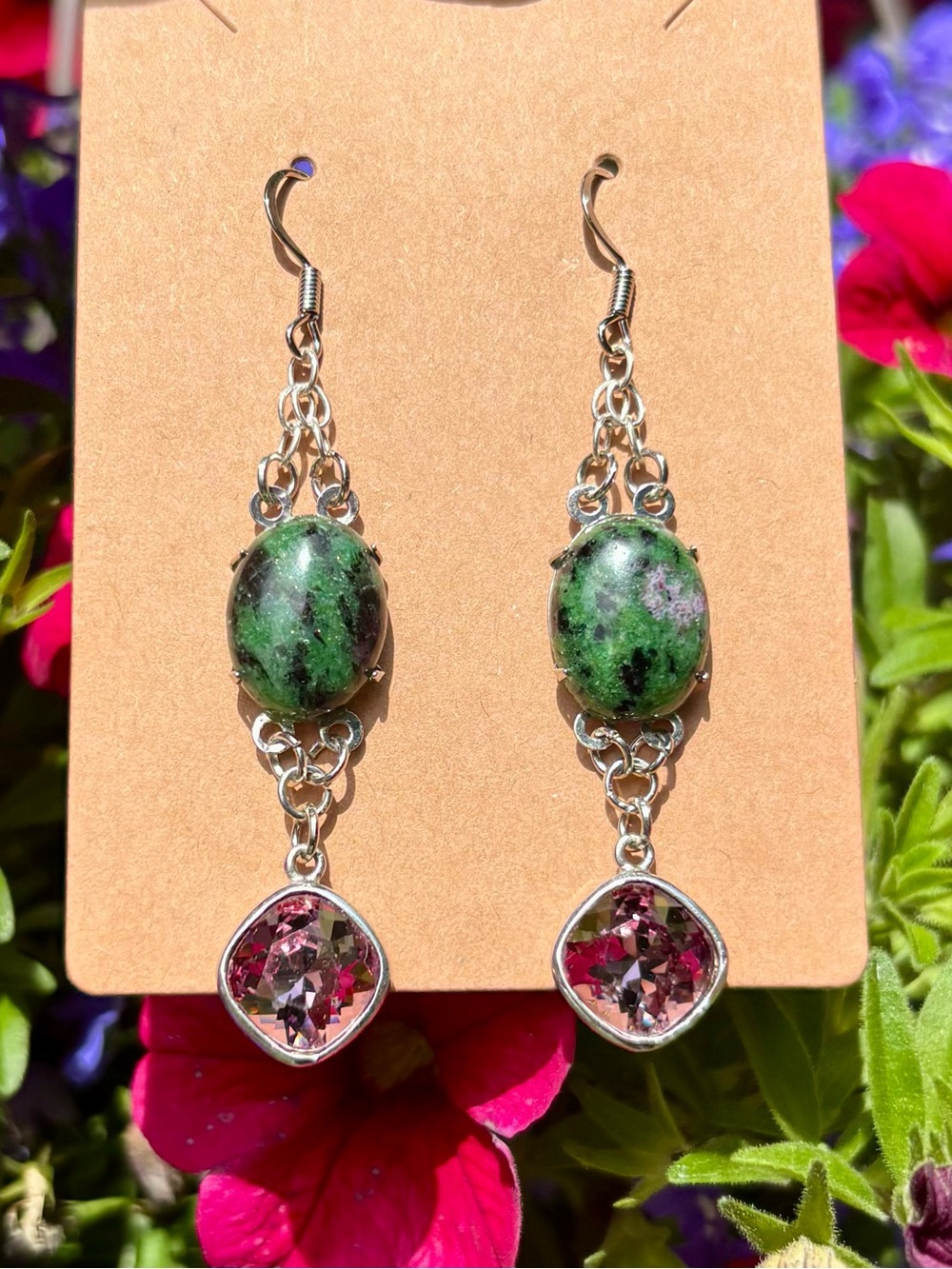 Ruby zoisite earrings. - Picture 10 of 13